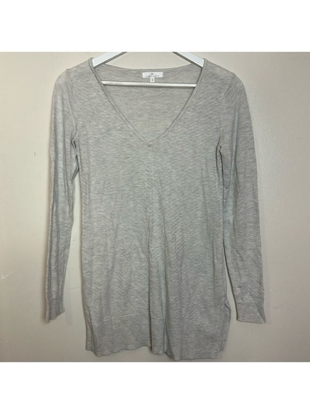 Camber & Grace Wool Blend V-Neck Loose Fit Tunic Style Long Sweater